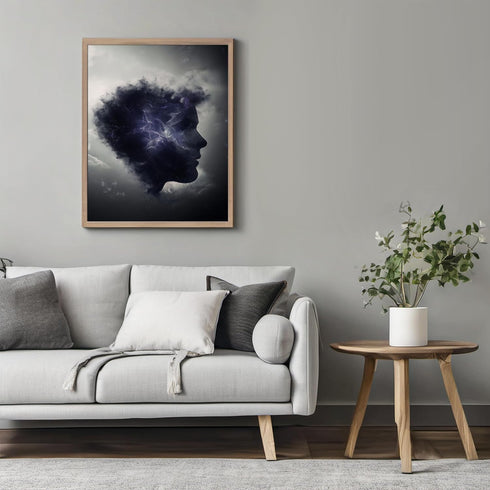 Posterizer 1 pcs-face in the clouds modern dreamy art-Abstract & Modern Art-Gift for Men Women Teens-Living Room Bedroom Decor- unframed wall art...