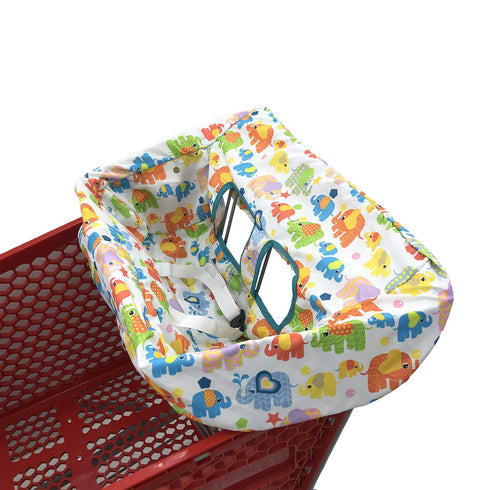 Portable Shopping Cart Cover, High Chair and Grocery Cart Covers for Babies, Kids, Infants & Toddlers, Attached Carry Bag (Simple Elephant)...