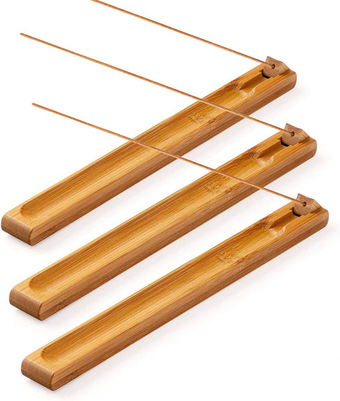 3 Pieces Bamboo Wood Incense Holder for Sticks with Adjustable Angle, Incense Burner with Ash Catcher, 9.8 Inches...