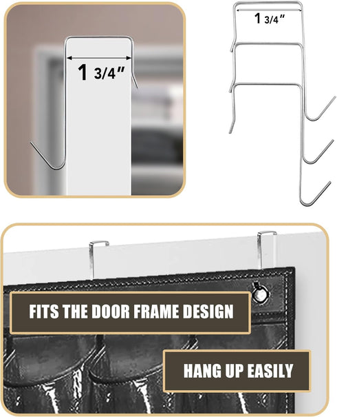Over The Door Shoe Organizer - Space Saving Shoe Rack for Closet Door with 24 Pockets and Hook, Shoe Holder Back of Door Organizers for Shoes, Han...