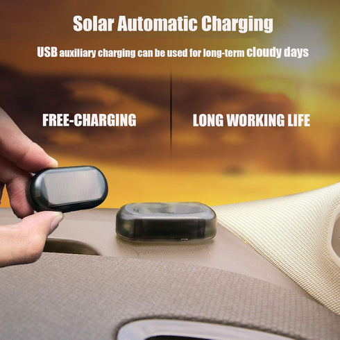 Car Solar Power Simulated Dummy Alarm Warning Anti-Theft LED Flashing Security Light with New USB Port ?Blue?...