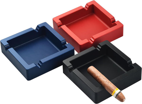 Cigar Ashtray Big Ashtrays for Cigarettes Outdoors Patio Large Black 4 Dual-use Rest Unbreakable Silicone Cigar Cigarette Ashtray for Outside/Indo...