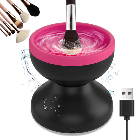 Reiyu Makeup Brush Cleaner Machine, Efficient Electric Makeup Brush Cleaner, Automatic Spinning Make Up Brush Cleaner Fit for All Size Cosmetic Br...