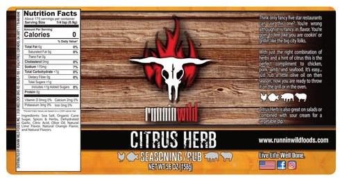 Citrus Herb Seasoning | No Artificial Flavors, No MSG added | Premium Citrus Seasoning for Fish, Chicken, Pork and Lamb | Runnin’ Wild Foods, 5.6 ...