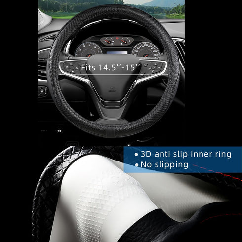 Car Steering Wheel Cover Compatible with Toyota Camry, Premium Leather, Sporty Design, Black...