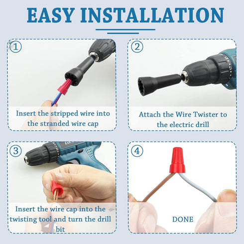 Wire Twisting Tool, Wire Spin Twister Nut, Spin Twist Wire Connector Socket, Wire Twisting Spinner, Wire Spin Driver Nut, Wire Twister for Drill a...