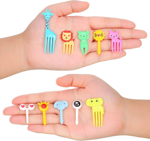 Patelai 80 Pieces Animal Fruit Food Picks Lunch Bento Box Picks Cute Cartoon Toothpick Mini Cupcake Fork for Back to School Classroom Cake Dessert...