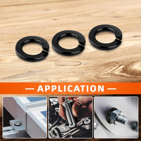 1/4" Lock Washer Spring Lock Washer, Stainless Steel 18-8 (304), Black Finish, 100 PCS...