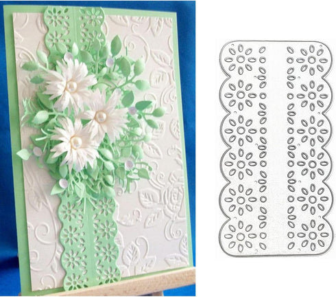 Flower Strip Frame Metal Die Cuts, Flower Lace Edge Cutting Dies Cut Stencils for DIY Scrapbooking Photo Decorative Embossing Paper Dies for Scrap...