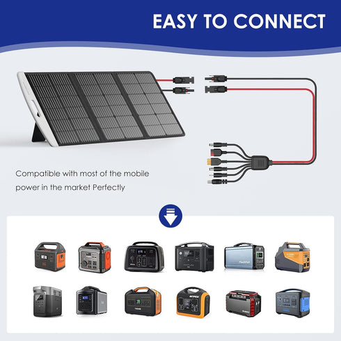 Solar Panel Connector 6 in 1, Solar Extension Cable Connector Kit XT60 Extension Cable, Anderson and 4 DC Ports(DC7909,DC6530,DC5521,DC35135) Sola...