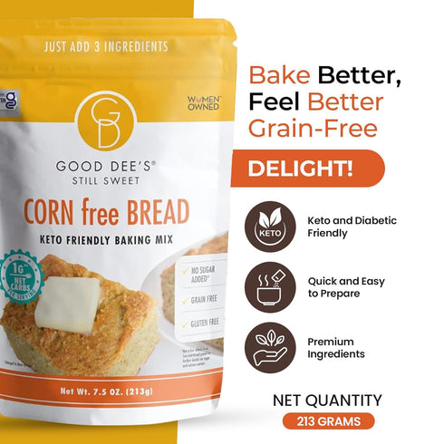 Good Dee’s Corn Bread Baking Mix - Grain Free, Sugar Free, Gluten Free, Wheat Free, and Low Carb,7.5 Oz...
