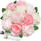 SnailGarden 12 Head Artificial Peony Flowers , 3 Colors, Silk Peony Pink with 2Pcs Satin Ribbon and 1Pcs Greeting Card, Peonies Bouquet for Weddin...
