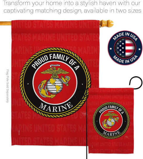 Proud Family Marines Garden Flag - Armed Forces Marine Corps USMC Semper Fi United State American Military Veteran Retire Official - House Banner ...