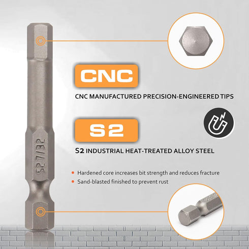 20Pcs SAE/Metric 50mm Bits Set with Head from H5 to H40 1'' 2.3''Long Shank 1/4 Hex Tail S2 Steel Drill Bits Tamper Resistant Bits Suitable for Dr...