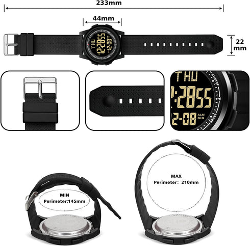 NN BEN NEVIS Watch for Men, Digital Watch with Stopwatch/Countdown/Alarm/Dual Time/Calender, Ultra-Thin Minimalist Fashion Simple Men's Wrist Watc...