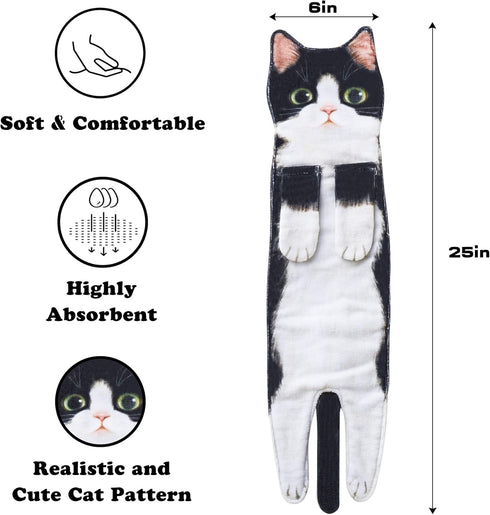 Cat Funny Hand Towels for Bathroom Kitchen - Cute Decorative Cat Decor Hanging Washcloths Face Towels Super Absorbent Soft - Housewarming Birthday...