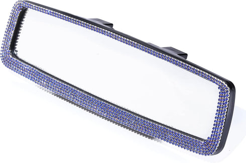 LivTee Bling Car Rearview Mirror, Car Bling Decorations Rear View Mirror with HD Glass, Bling Car Interior Accessories for Women and Teens - Blue...