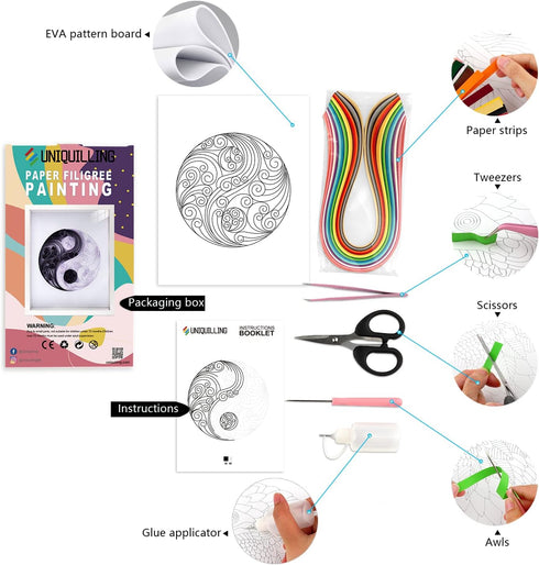 Uniquilling Quilling Kit Paper Quilling Kit for Adults Beginner, Handmade DIY Craft Quilling Paper Filigree Painting Kit Tools, Home Room Wall Art...