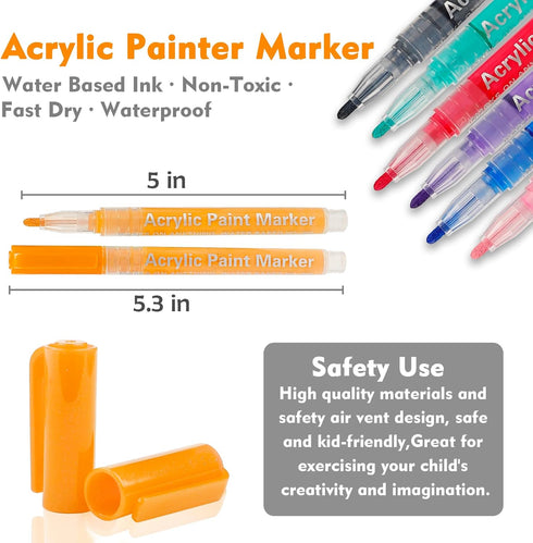 Acrylic Paint Pens Paint Markers - 36 Pack Acrylic Paint Markers For Rock Painting Wood Canvas Glass Ceramic Plastic Stones,Marker Pens For DIY Cr...