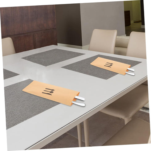 100pcs Kraft Paper Cutlery Set Kraft Paper Silverware Bags Dinner Table Decor Disposable Cutlery Utensil Holder Disposable Fork Wedding Disposable...