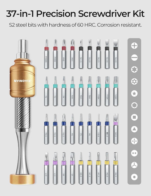 37 in 1 Precision Screwdriver Set - XIAONIAN Mini Screwdriver Set, Small Screwdriver Set, Compact Micro Repair Tool Kit, small Screwdriver, 360°Sp...