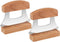 Hanaive 2 Pack 4 x 5 inch Mezzaluna Ulu Knife Salad Veggies Rocker Chopper Slicer Cutter Mezzaluna Knife with Wooden Display Stand for Kitchen Cut...