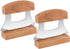 Hanaive 2 Pack 4 x 5 inch Mezzaluna Ulu Knife Salad Veggies Rocker Chopper Slicer Cutter Mezzaluna Knife with Wooden Display Stand for Kitchen Cut...