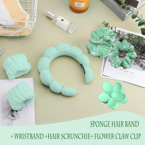 RICHTOP Face Wash Headband for Women 6 Pack Skincare Headband Set Makeup Headband Green Sponge Spa Headband Teen Girl Gift Trendy Stuff Headband f...