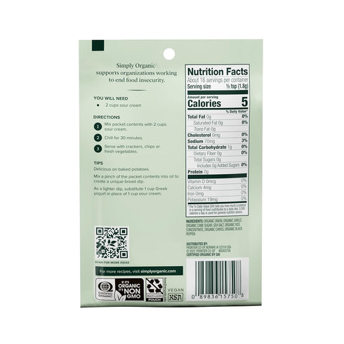 Simply Organic Onion & Chive Dip Mix, Certified Organic | 1 oz...