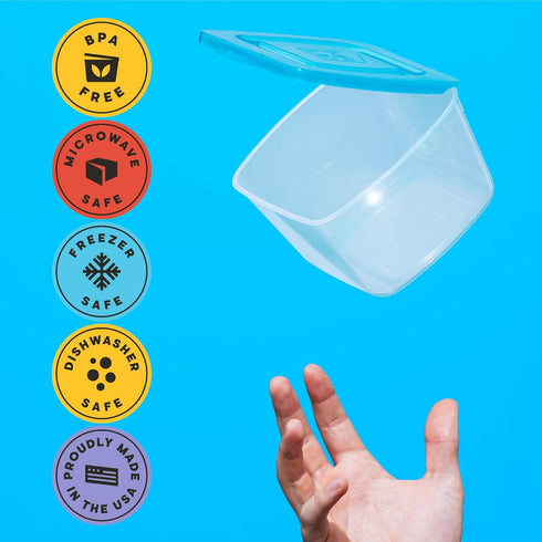Premium Attached Food Storage Containers, Permanently Attached Plastic Lid, Never Lose & Space Saving Organization (10 Pack)...