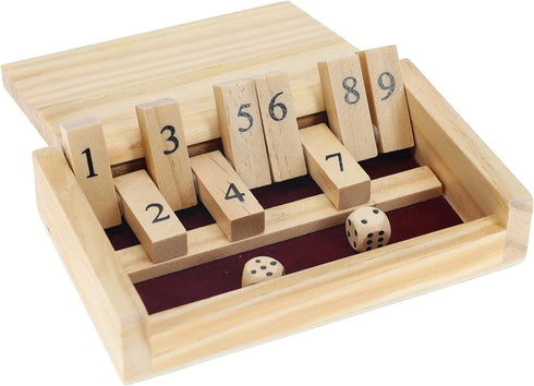 WE Games Mini Shut The Box Game Wooden - 5.5 inches, 9 Number Flip Tiles, Travel Size, Travel Games, Birthday Gifts, Math Games, Home Decor, Livin...