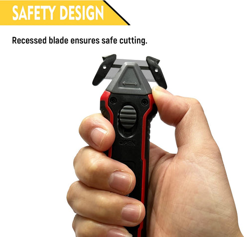 XW Safety Box Cutter with Quick Blade Change, Extra 5 Replacement Blades Included...