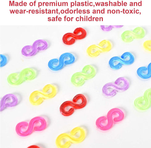 500 Pcs S Clips, Small Rubber Band Clips, Plastic Loom Bands Connectors, Connectors Refills Bracelet Loom Clips for Loom Bands Bracelets Necklace ...
