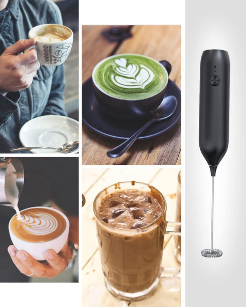 Milk Frother Handheld, ESCLAP Rechargeable Frother for Coffee, Electric Whisk Drink Mixer Handheld for Cappuccino, Frappe, Matcha, Hot Chocolate...