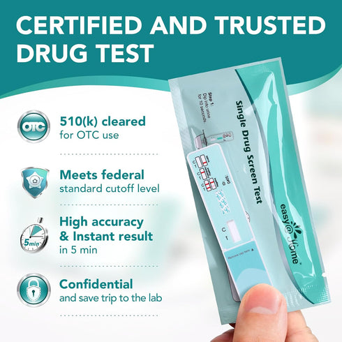 Easy@Home Single Drug Screen Test (Cannabinoids Urine Test) - THC Tests for Home THC Drug Test Urine Detox Kit Cutoff Level 50ng/mL Individually W...