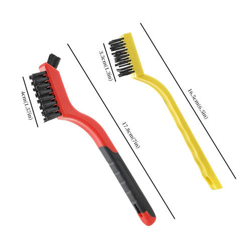 Wire Brush Set of 6 - Brass/Stainless Steel/Nylon Bristles with Anti-slip Grip and Curved Brush head, Wire Brushes for Cleaning, Metal Brush for C...