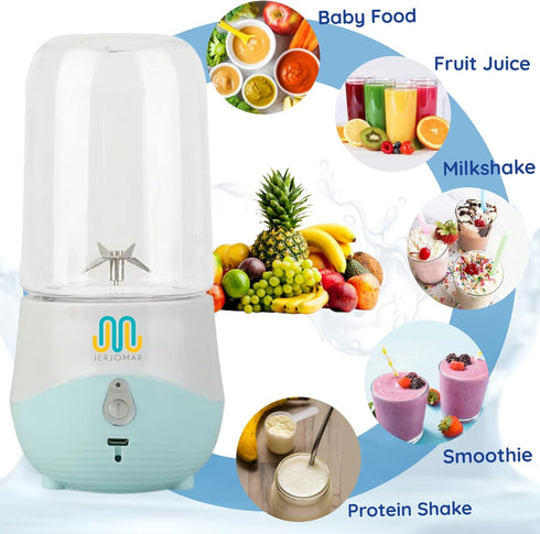 Portable blender. Rechargeable juicer cup. Individual hand blender for shakes, juices and smoothies. Baby food blender, Personal fresh juice blend...