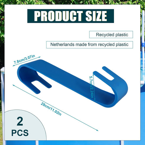 2pcs Pool Leaf Skimmer Net Holder, Heavy Duty Pool Pole Hangers Double Pool Pole Hooks Plastic Pool Fence Hooks for Telescopic Poles Skimmers Swim...