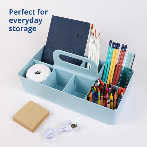 BLUE GINKGO Multipurpose Caddy Organizer - Stackable Plastic Caddy with Handle | Desk, Makeup, Dorm Caddy, Classroom Art Organizers (Made in Korea...
