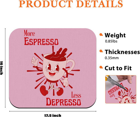 More Espresso Less Depresso Coffee Mat - Hot Pink Espresso Coffee Bar Mat, Espresso Coffee Bar Accessories, Coffee Station Mat, Coffee Maker Mat f...