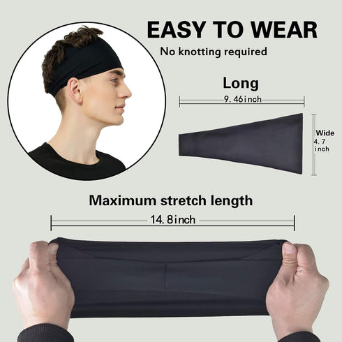 Sports Headbands for Men (5 Pack),Moisture Wicking Workout Headband, Sweatband Headbands for Running,Cycling,Football,Yoga,Hairband for Women and ...