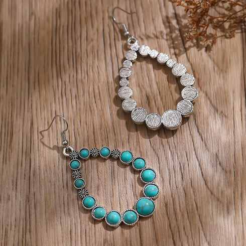 Turquoise Bohemian Dangle Earrings for Women, Turquoise Dainty Teardrop Drop Earrings Boho Hoop Healing Stone Earrings Jewelry Gifts...