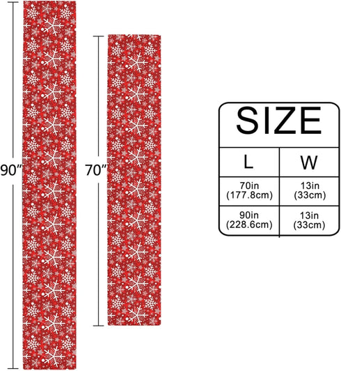 Winter Snowflake Red Table Runner 70 Inches Christmas Snowflakes Snow Runner for Dining Table Kitchen Holiday New Year Rustic Seasonal Farmhouse P...