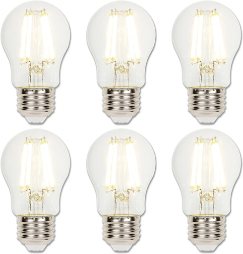 Westinghouse 5279020 9 Watt (100 Watt Equivalent) A15 Dimmable Clear Filament LED Light Bulb, Medium Base, 6 Pack...