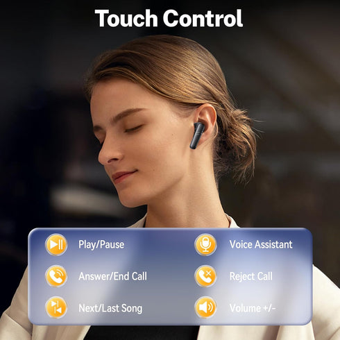 GNMN Wireless Earbuds Bluetooth Headphones Deep Bass Stereo Sound Ear Buds Waterproof Earphones 68Hrs Playback with Wireless Charging Case & Mic f...