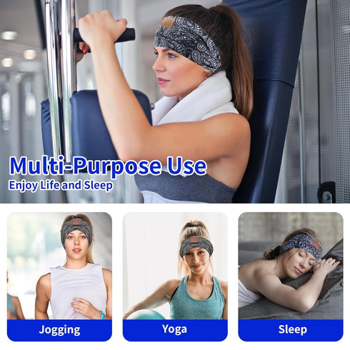 4 in1 Sleeping Bluetooth Headphones, Sport Headband and Sleep Mask with Ultra-Thin Speakers for Side Sleepers- Sports Headband, and Bluetooth Head...