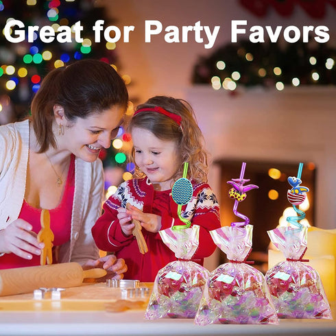 24 Easter Eggs Party Favors Plastic Straws for Kids Easter Party Supplies Decorations with 2 Cleaning Brushes...