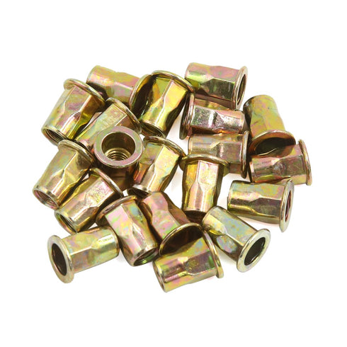 uxcell 20 Pcs M8 Car Bronze Tone Carbon Steel Thread Half Hexagonal Rivet Nut...