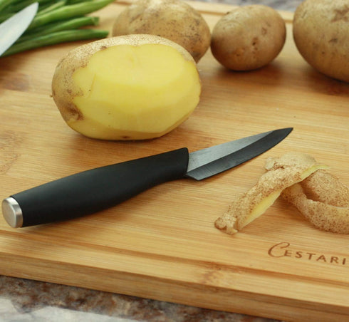 Cestari Charcuterie Board Accessories : Ceramic Paring Knife Blade Never Needs Sharpening; 3 Inch Paring Knife with Sheath - Black Mirror Finish R...