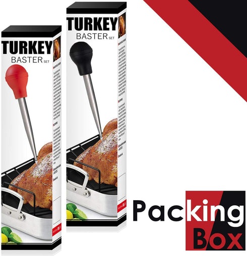 Stainless Steel Turkey Baster With Cleaning Brush - Food Grade Syringe Baster For Cooking & Basting With 2 Marinade Injector Needles - Ideal For B...